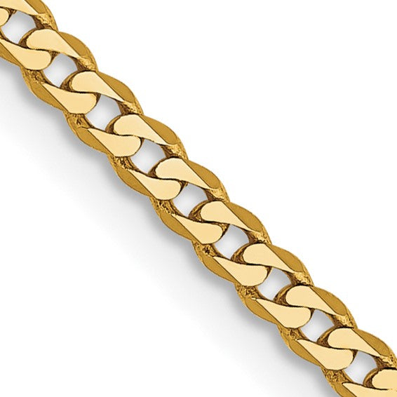 14K Gold Flat Beveled Curb Chain - Barbara Anne's Jewelry