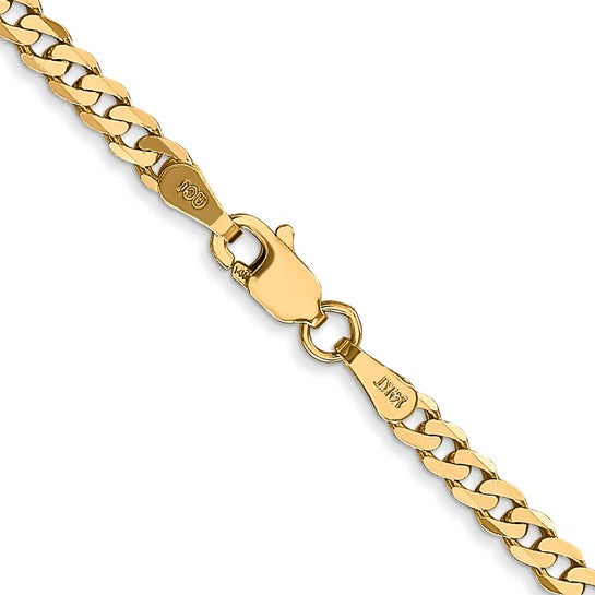 14K Gold Flat Beveled Curb Chain - Barbara Anne's Jewelry