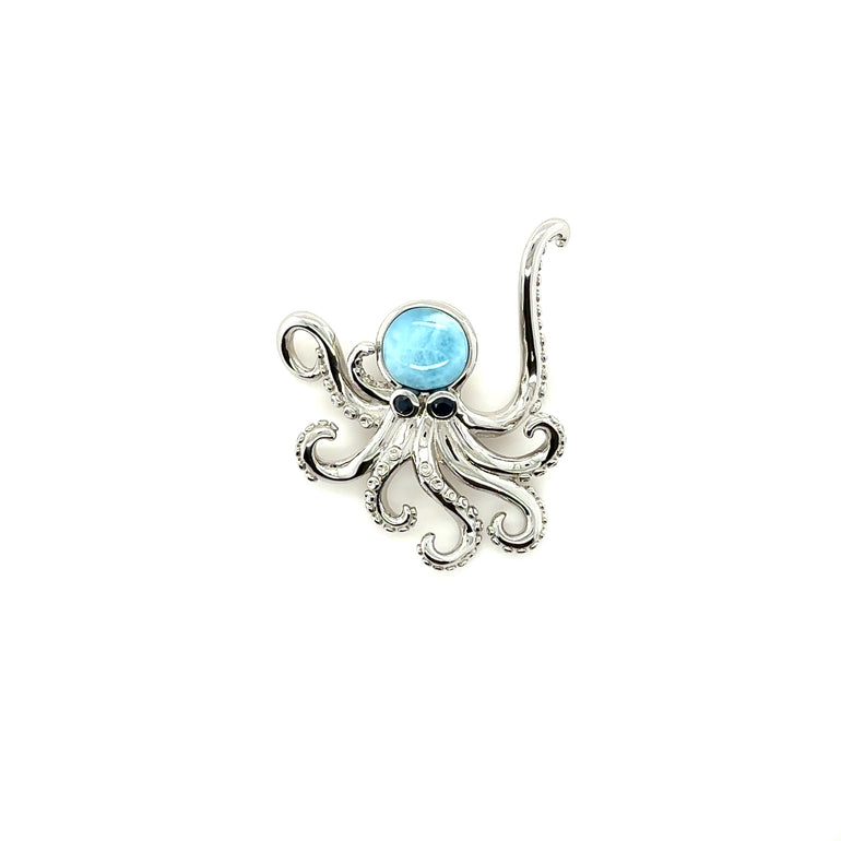 Larimar Octopus Pendant - Barbara Anne's Jewelry
