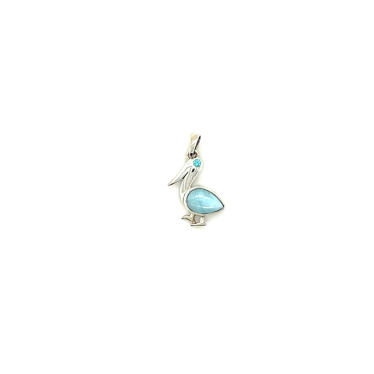 Larimar Pelican Pendant - Barbara Anne's Jewelry