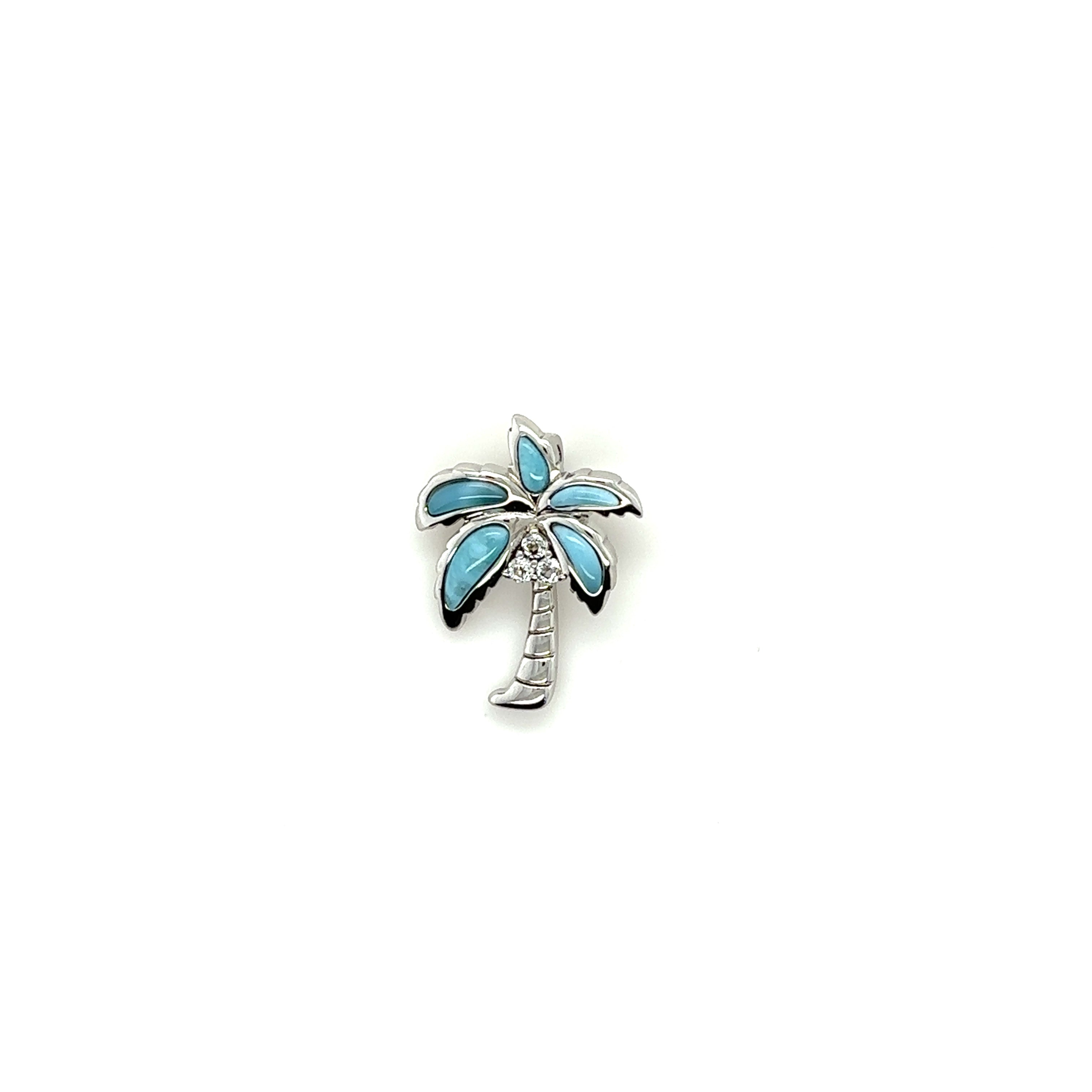 Larimar Palm Tree Pendant - Barbara Anne's Jewelry