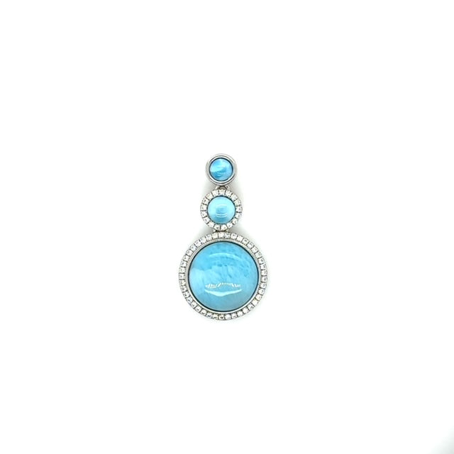 Sterling Silver Larimar Pendant with CZ Diamonds - Barbara Anne's Jewelry