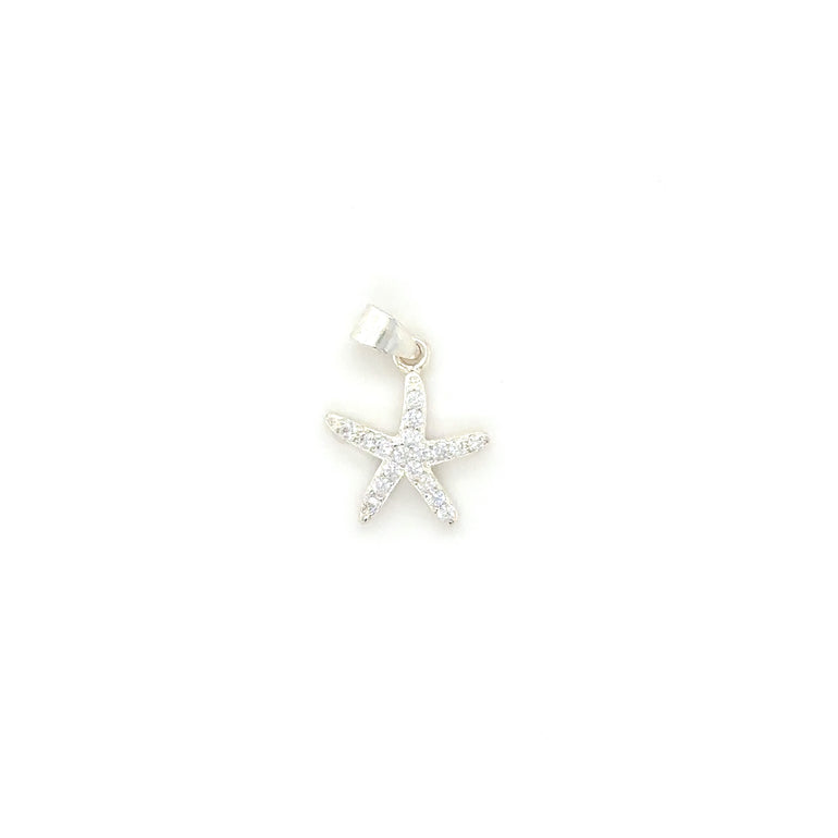Sterling Silver Starfish Pendant with CZ Diamonds - Barbara Anne's Jewelry