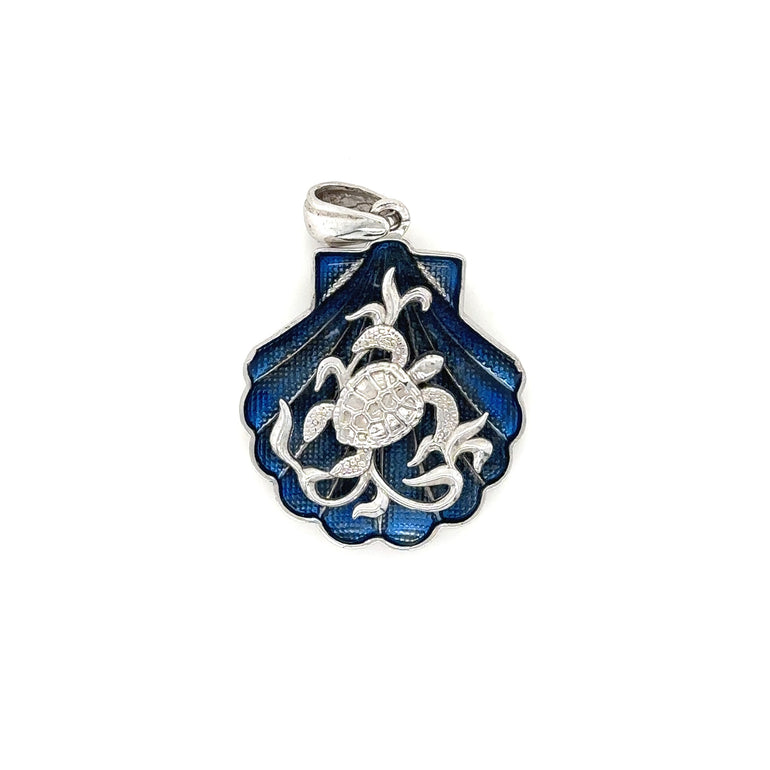 Sterling Silver Shell and Turtle Pendant - Barbara Anne's Jewelry