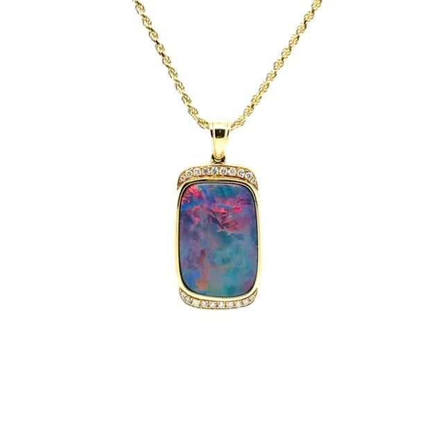 Opal Pendant with Diamonds - Barbara Anne's Jewelry