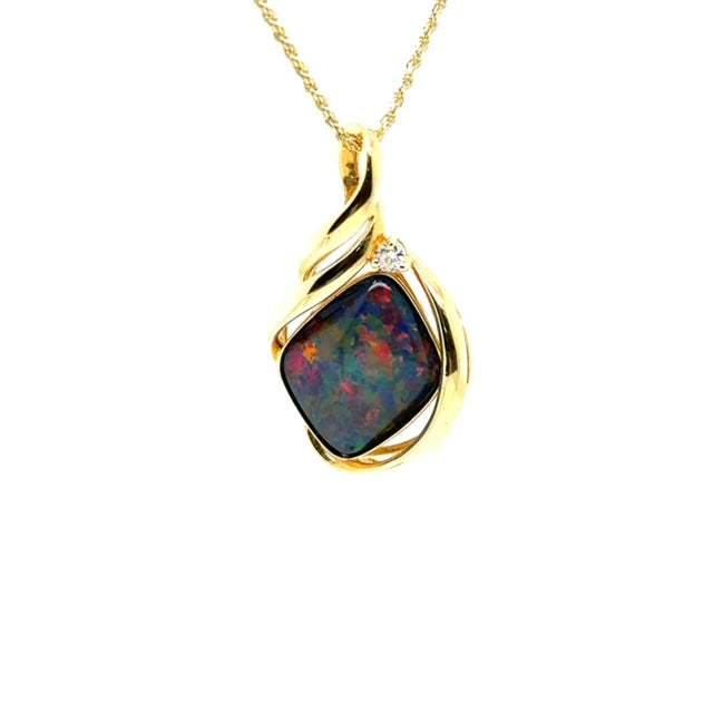 Opal Pendant with Diamonds - Barbara Anne's Jewelry
