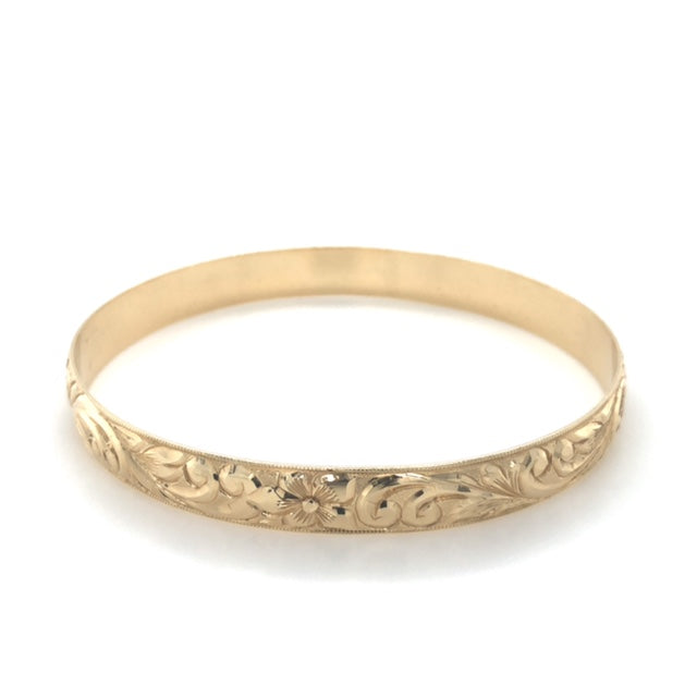 14k Gold Hawaiian Bangle Bracelet - Barbara Anne's Jewelry