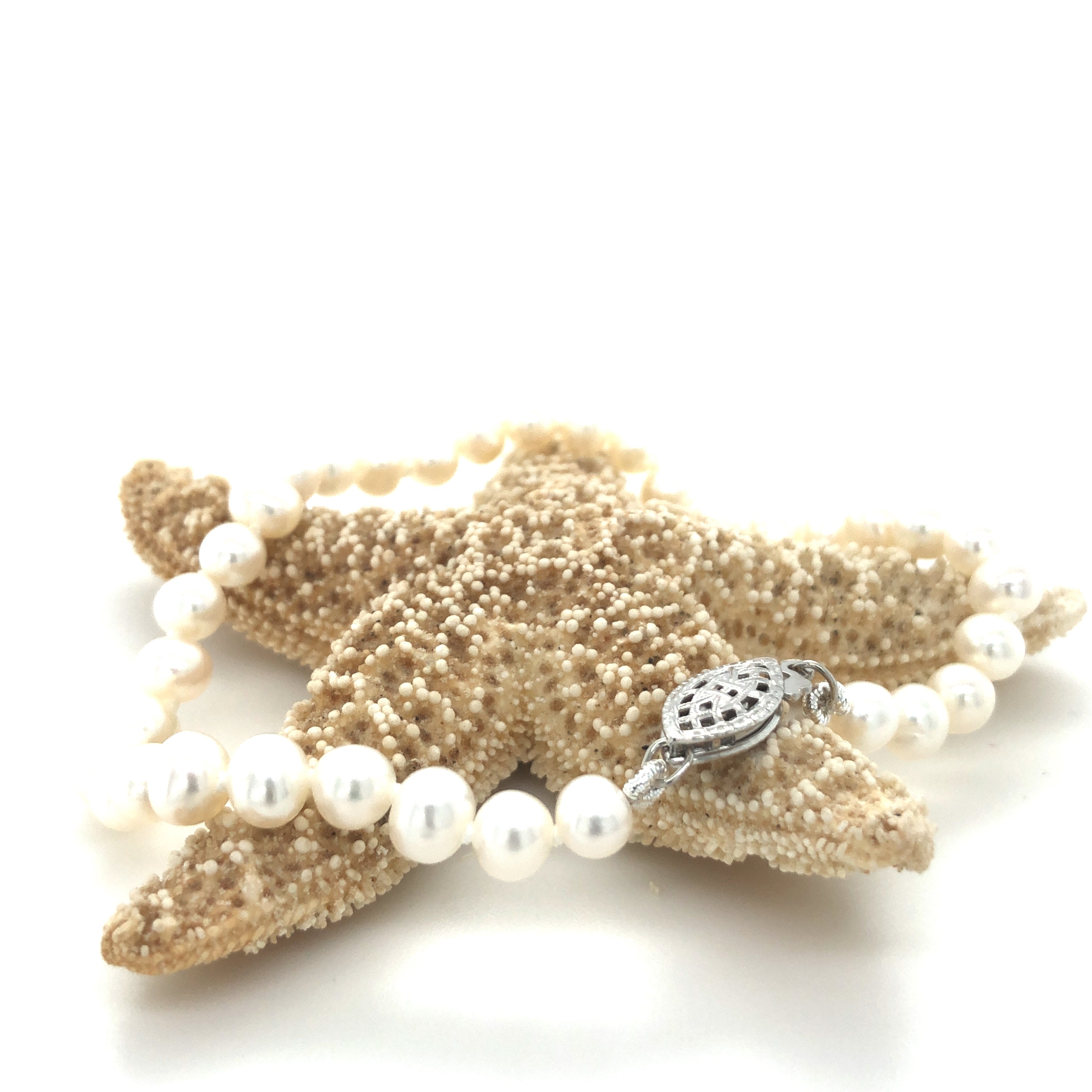 Pearl Bracelet with Sterling Silver Filagree Clasp - Barbara Anne's Jewelry