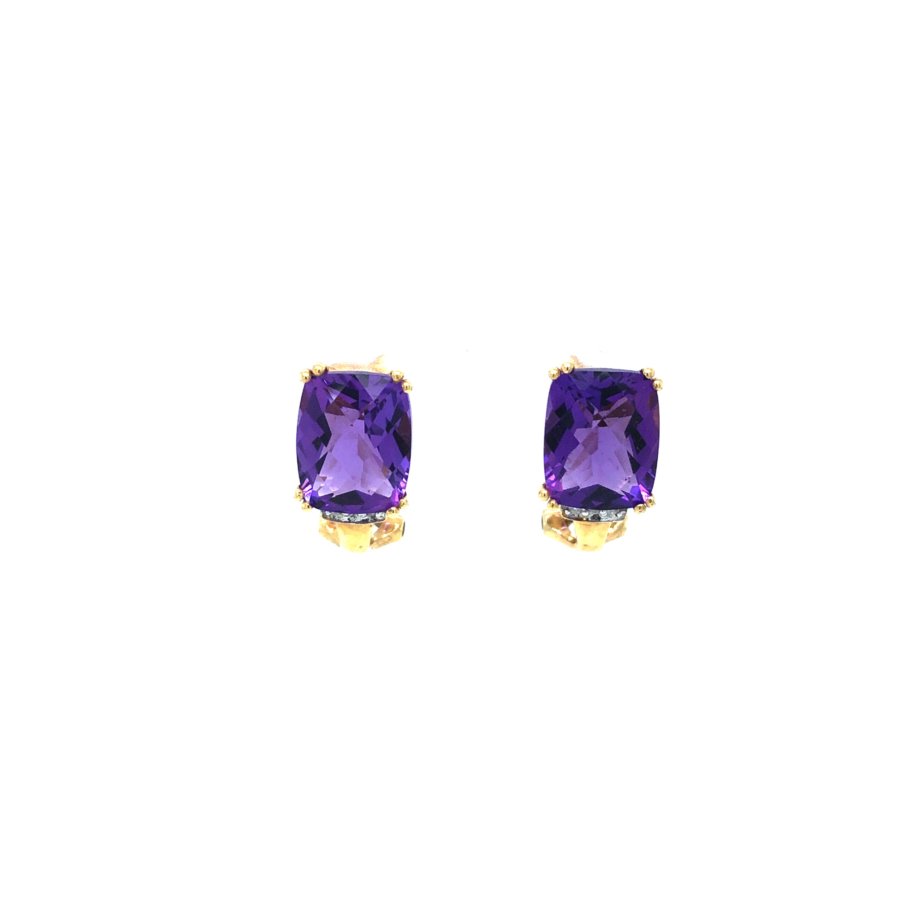 Amethyst Earrings with Diamonds - Barbara Anne's Jewelry