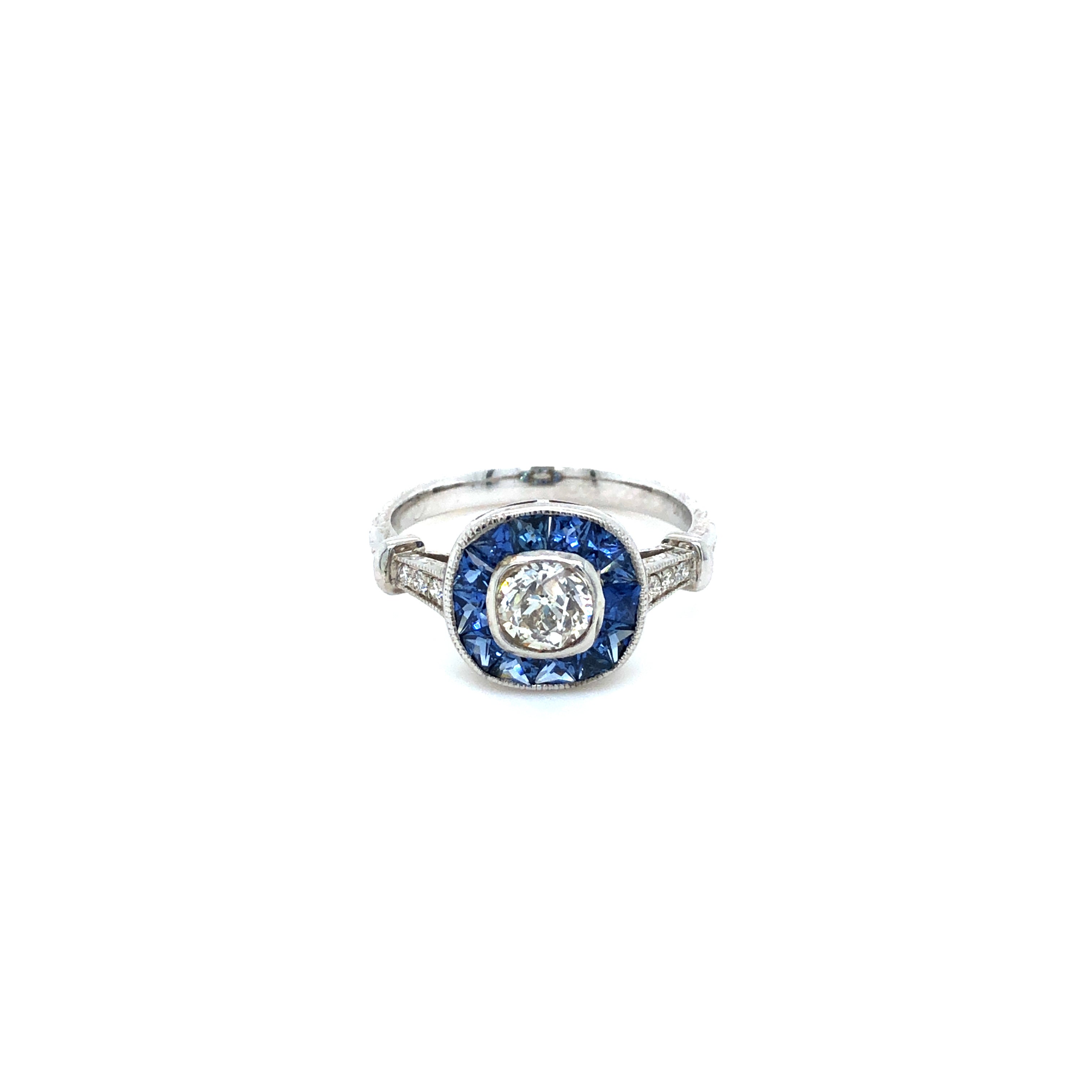 14k White Gold Ring with Diamonds and Sapphires - Barbara Anne's Jewelry
