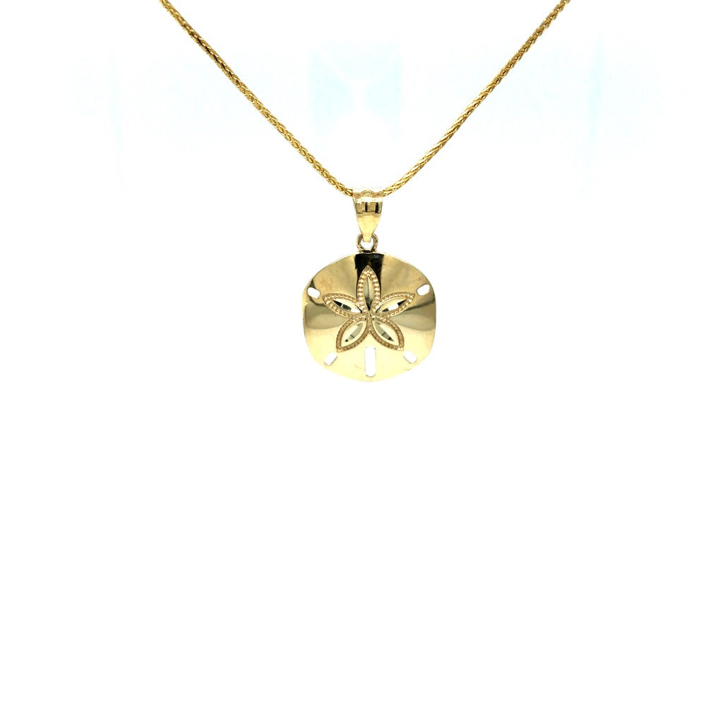 Beach jewelry 14k gold sand dollar pendant