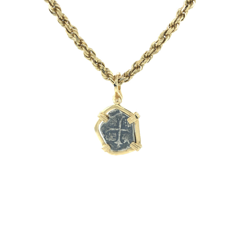 Atocha Coin wrapped in 14k Gold - Barbara Anne's Jewelry
