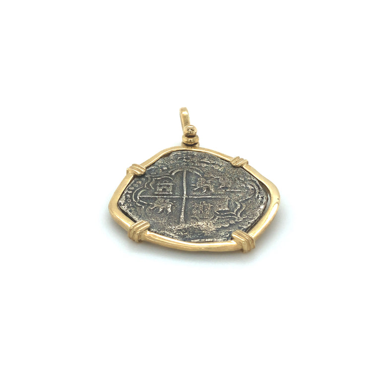 Pure Silver Atocha Coin wrapped in 14k Gold