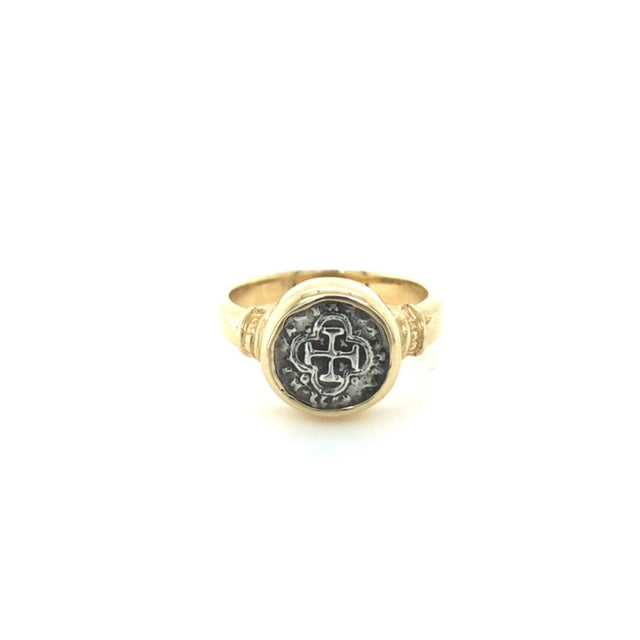 14k Gold Atocha Coin Ring Atocha Band 14kt Gold Overlay Sterling