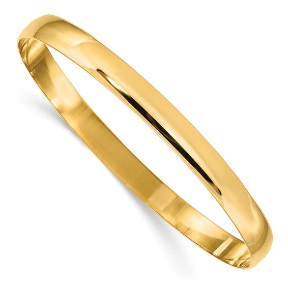 14k Gold Solid Polished Half-Round Slip-On Bangle - Barbara Anne's Jewelry