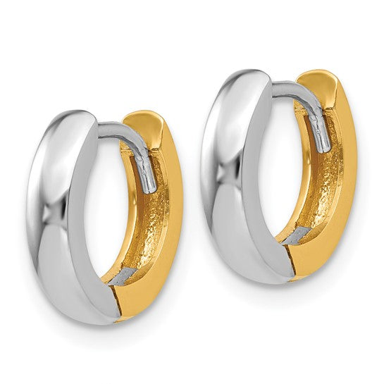 14k Yellow & White Two Tone Gold Hinged Hoop - Barbara Anne's Jewelry 