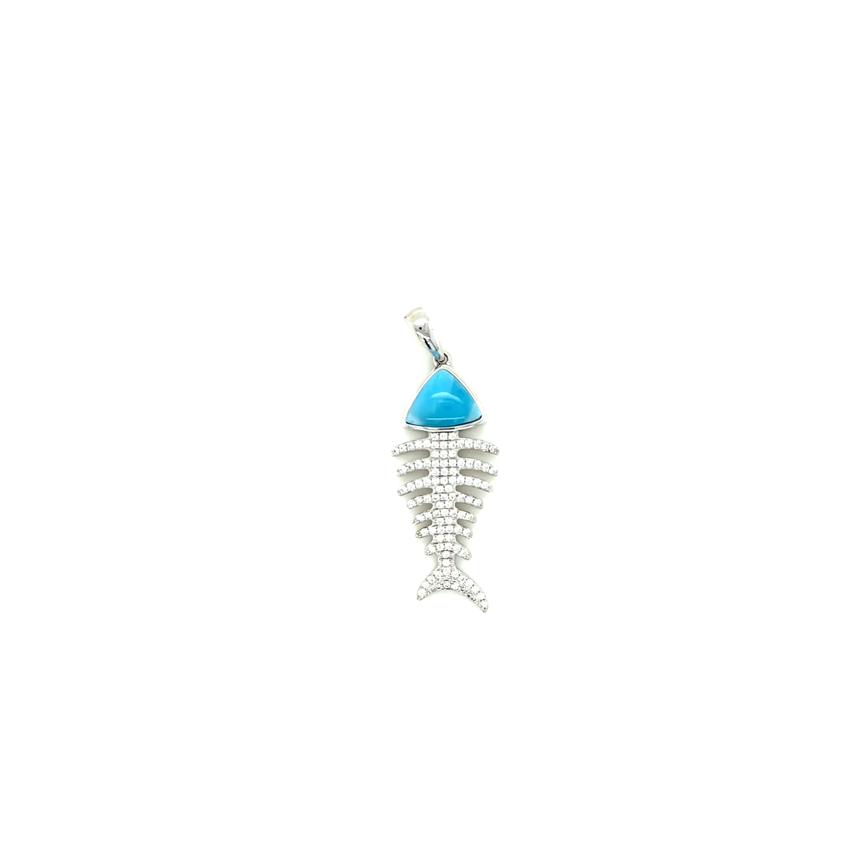 Larimar Fish Bone Pendant - Barbara Anne's Jewelry 