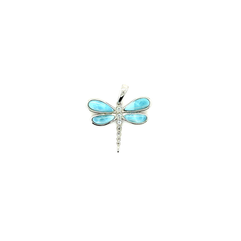 Larimar Dragonfly Pendant - Barbara Anne's Jewelry 