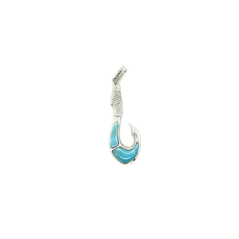 Larimar Fish Hook Pendant - Barbara Anne's Jewelry 