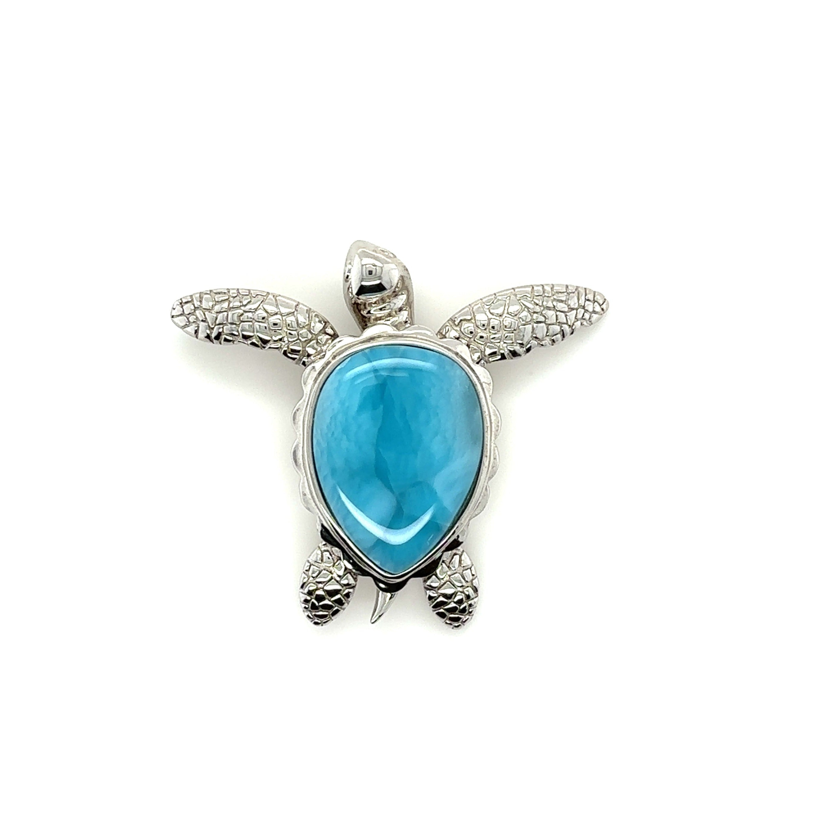 Larimar Turtle Pendant - Barbara Anne's Jewelry 