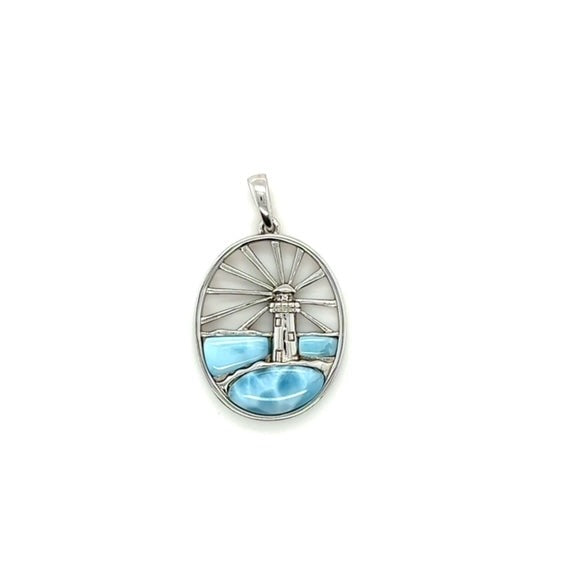 Larimar Lighthouse Pendant - Barbara Anne's Jewelry 