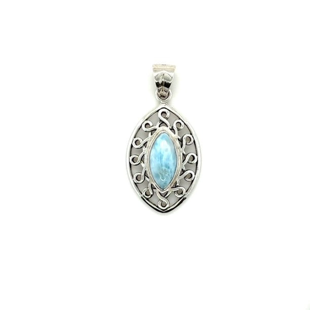 Sterling Silver Larimar Pendant - Barbara Anne's Jewelry 