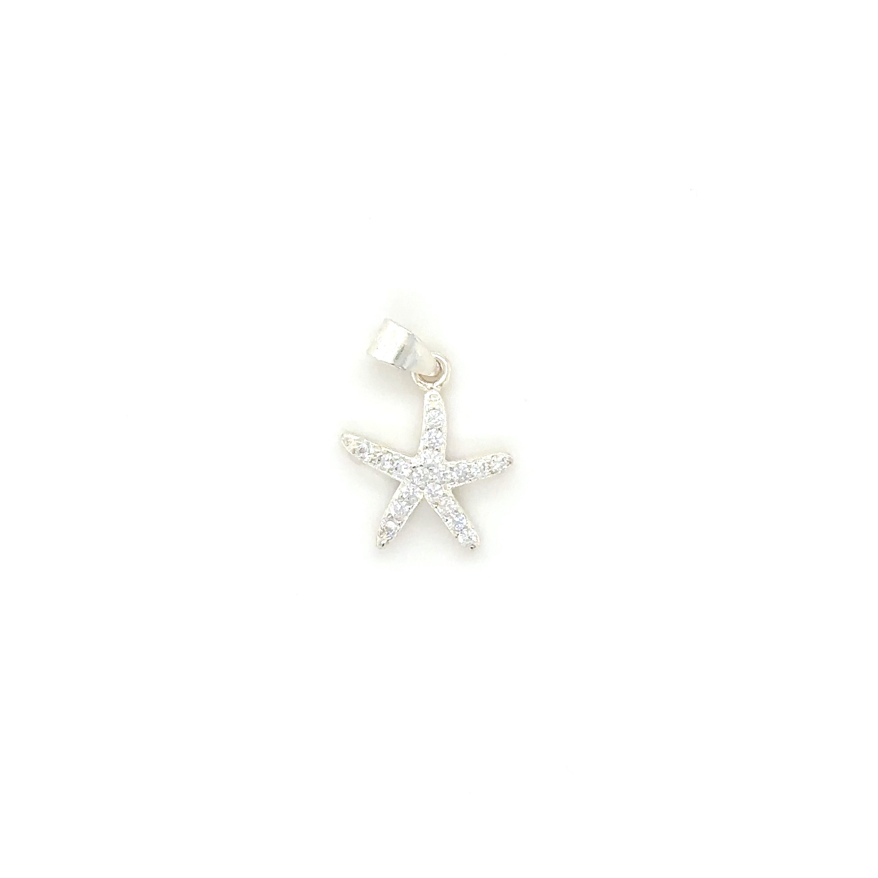 Sterling Silver Starfish Pendant with CZ Diamonds - Barbara Anne's Jewelry 