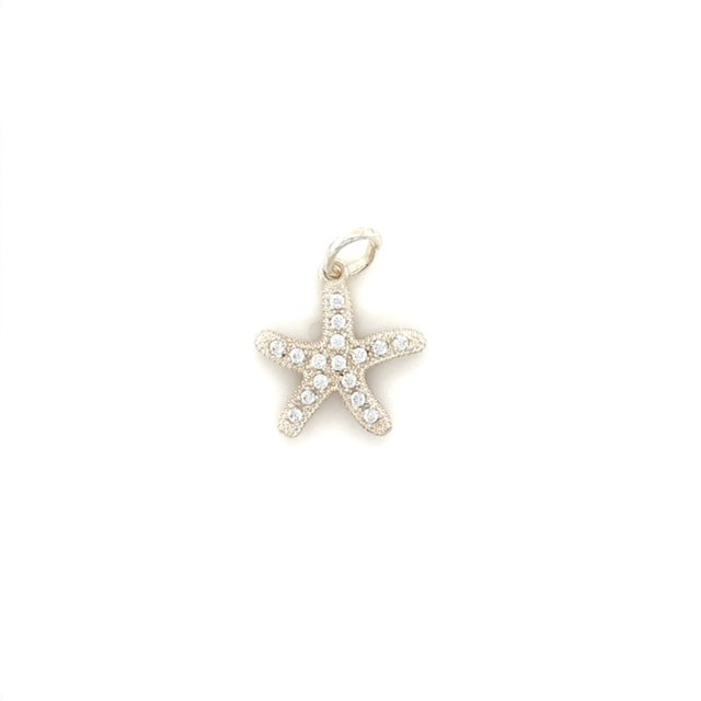 Sterling Silver Starfish Pendant with CZ Diamonds - Barbara Anne's Jewelry 