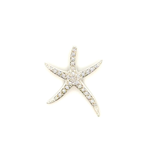 Sterling Silver Starfish Pendant with CZ Diamonds - Barbara Anne's Jewelry 