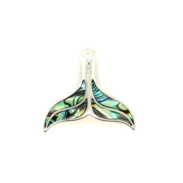 Sterling Silver and Abalone Whale Tail Pendant - Barbara Anne's Jewelry 