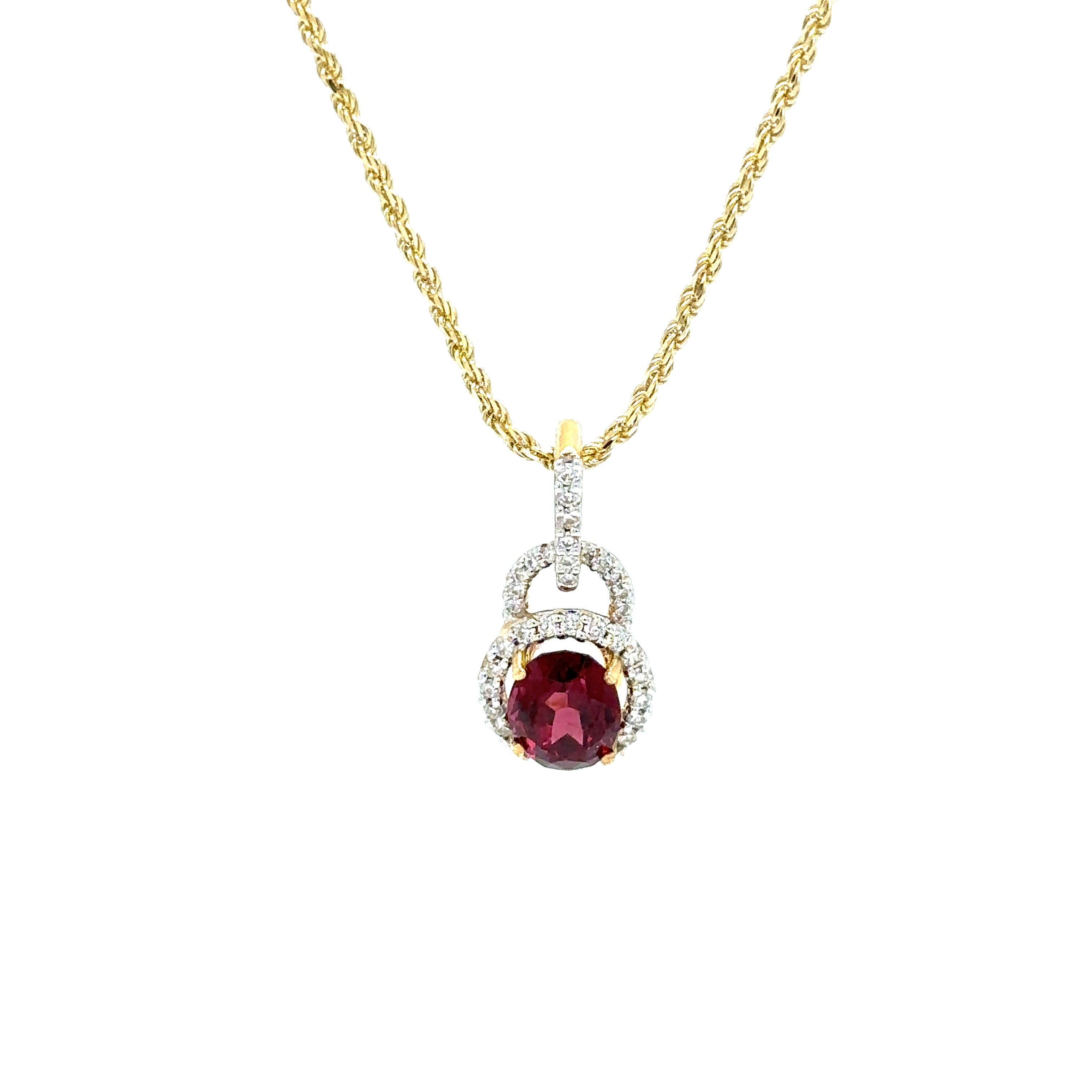 Rubellite with Diamonds Pendant - Barbara Anne's Jewelry 