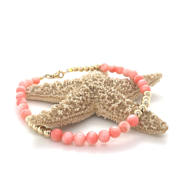 14k Gold Coral Bracelet - Barbara Anne's Jewelry 