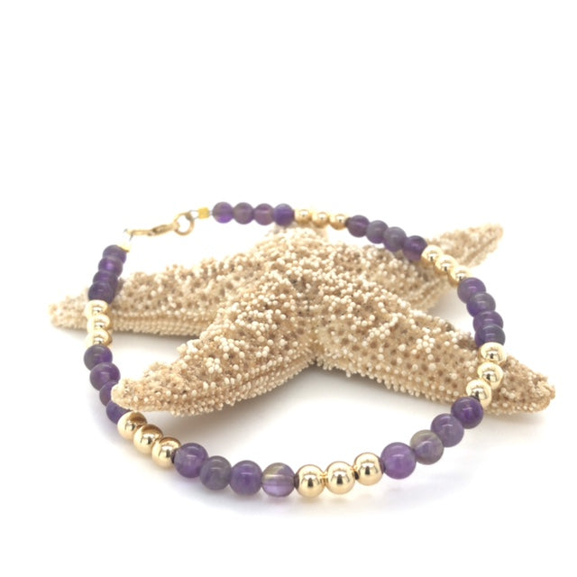 14k Gold Amethyst Bracelet - Barbara Anne's Jewelry 