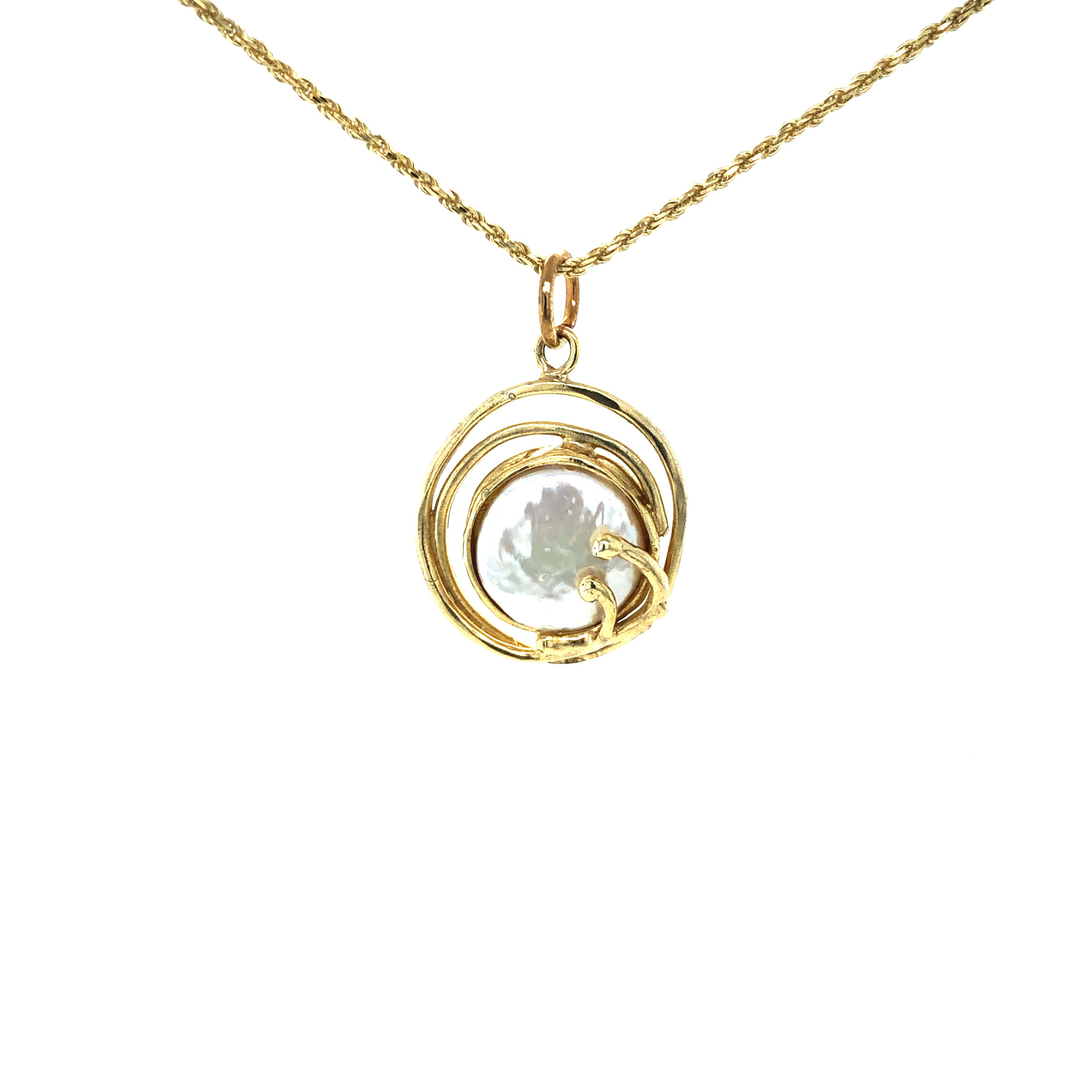 Coin Pearl Pendant - Barbara Anne's Jewelry 