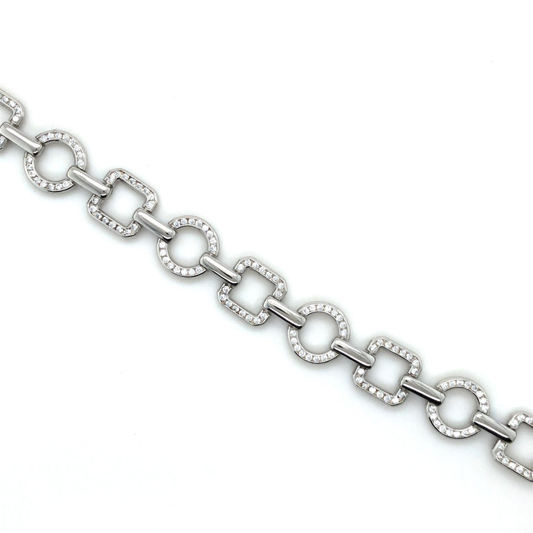 Sterling Silver Bracelet with Cubic Zirconia accents - Barbara Anne's Jewelry 