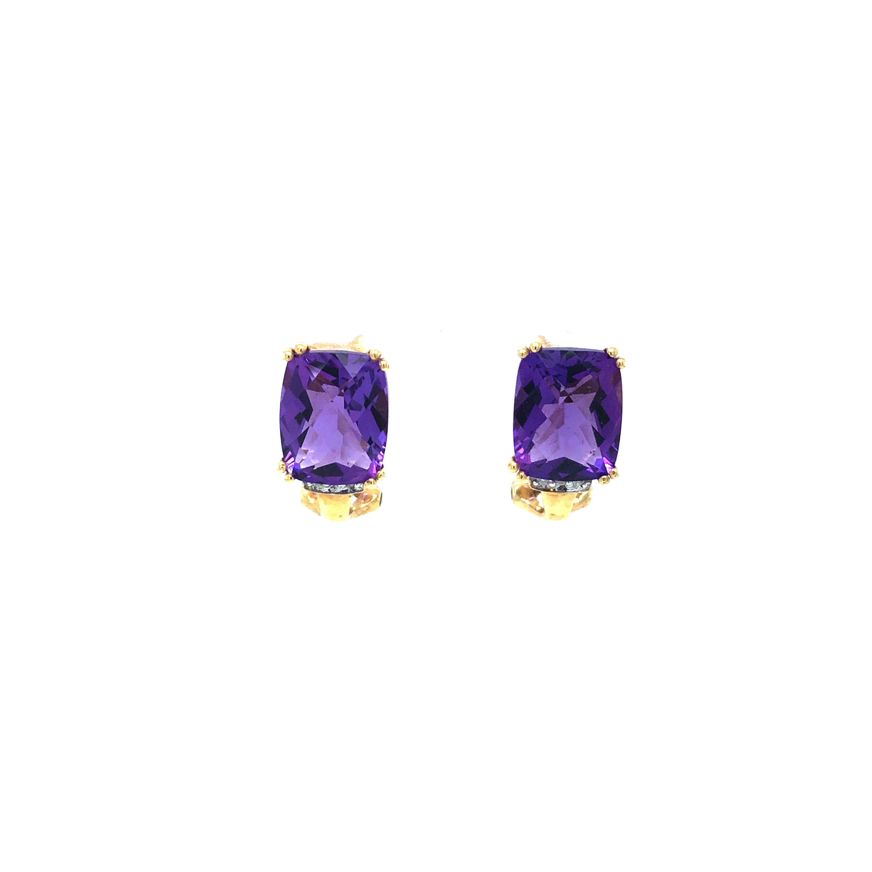 Amethyst Earrings with Diamonds - Barbara Anne's Jewelry 