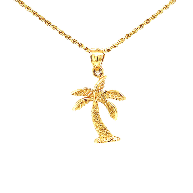 14k Gold Palm Tree Pendant - Barbara Anne's Jewelry 