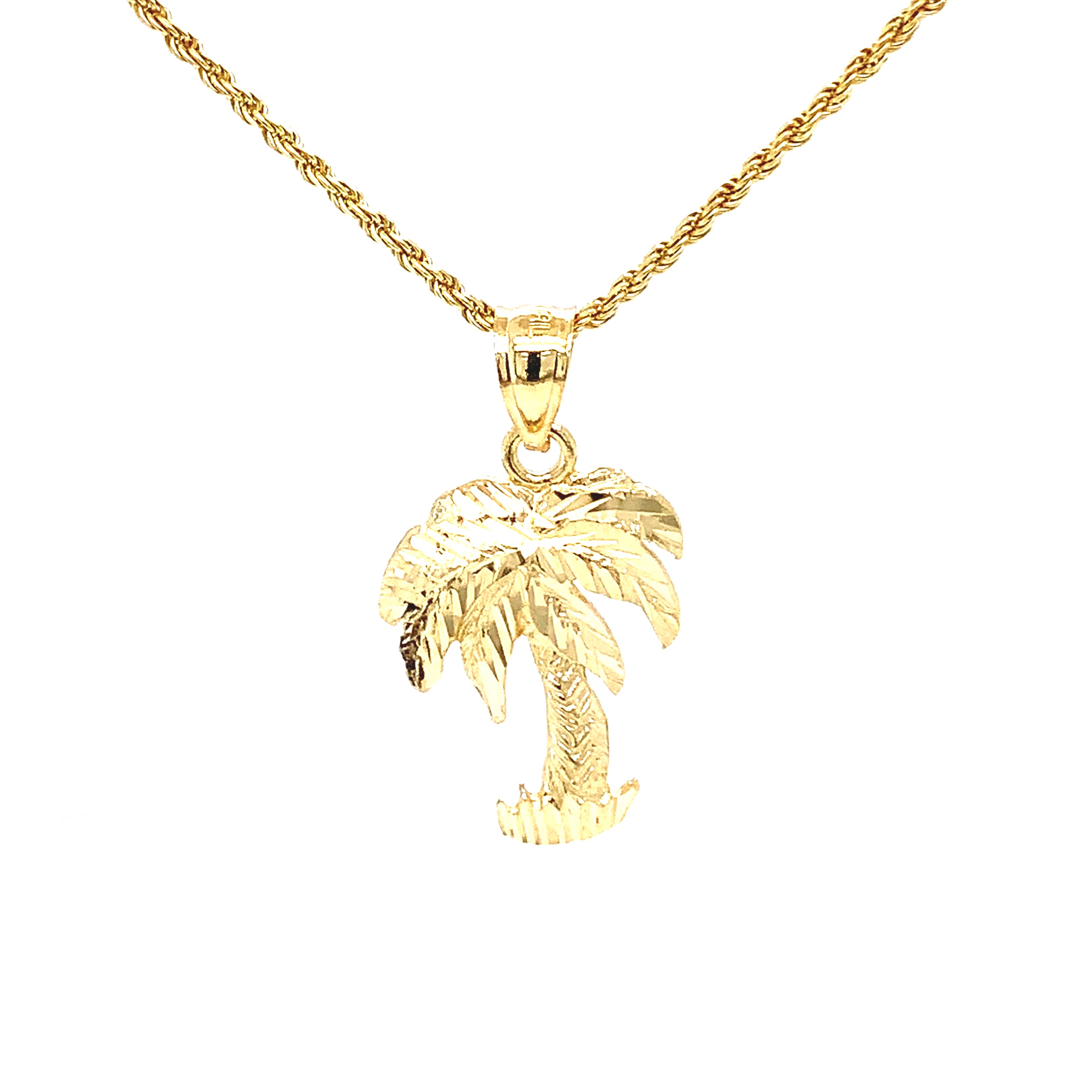 14k Gold Palm Tree Pendant - Barbara Anne's Jewelry 