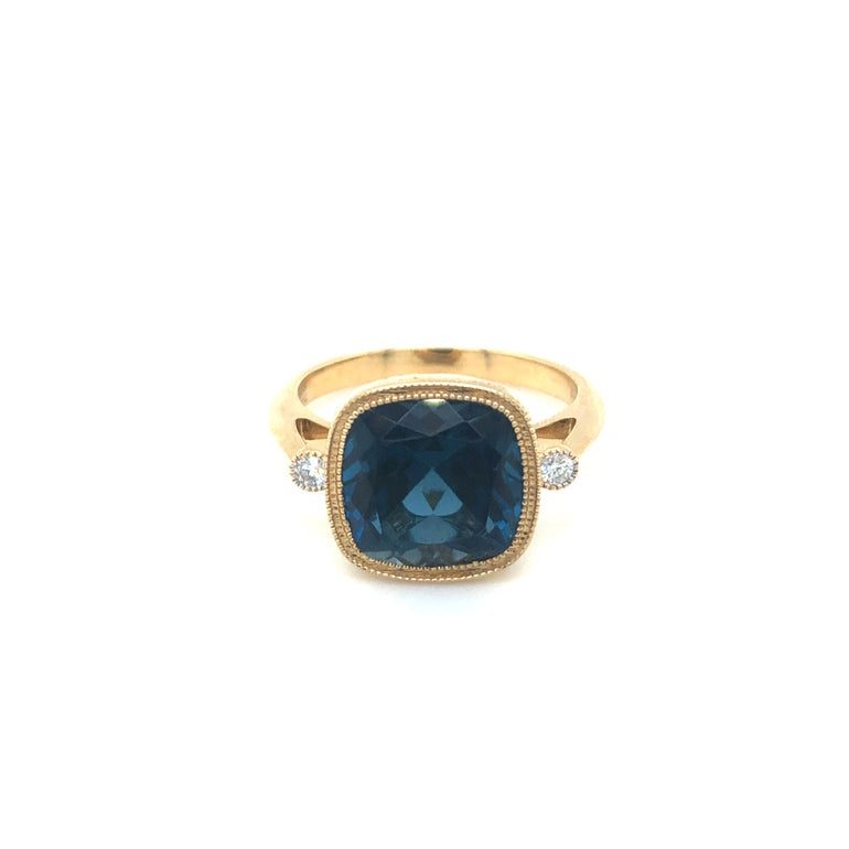 Cushion Cut London Blue Topaz with Diamonds - Barbara Anne's Jewelry 