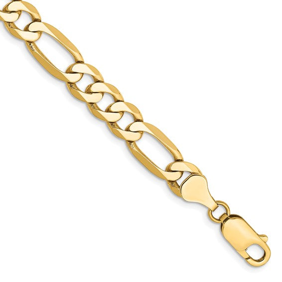 14k Gold Flat Figaro Bracelet - Barbara Anne's Jewelry 