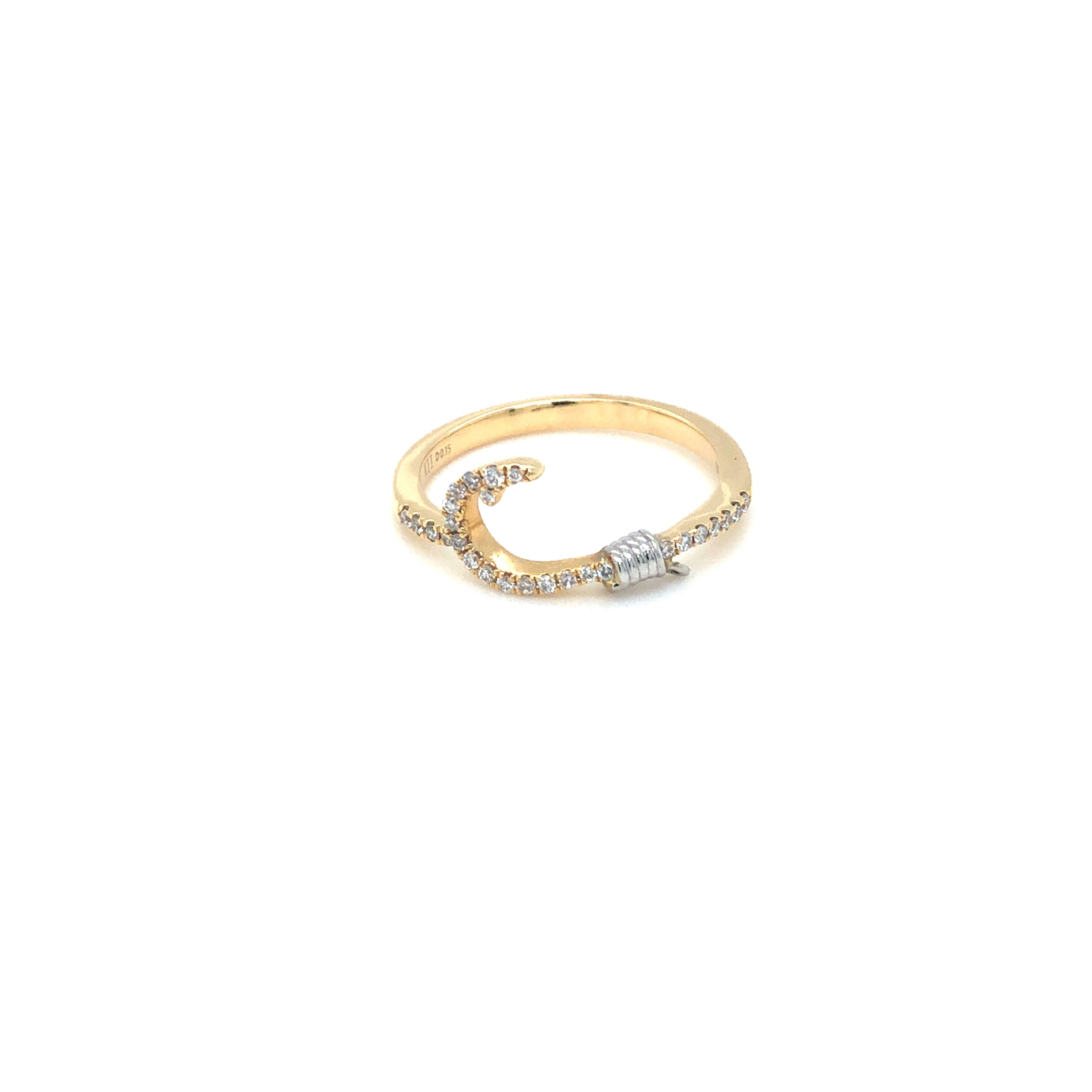 14k Gold Fish Hook Ring with Diamonds - Barbara Anne's Jewelry 