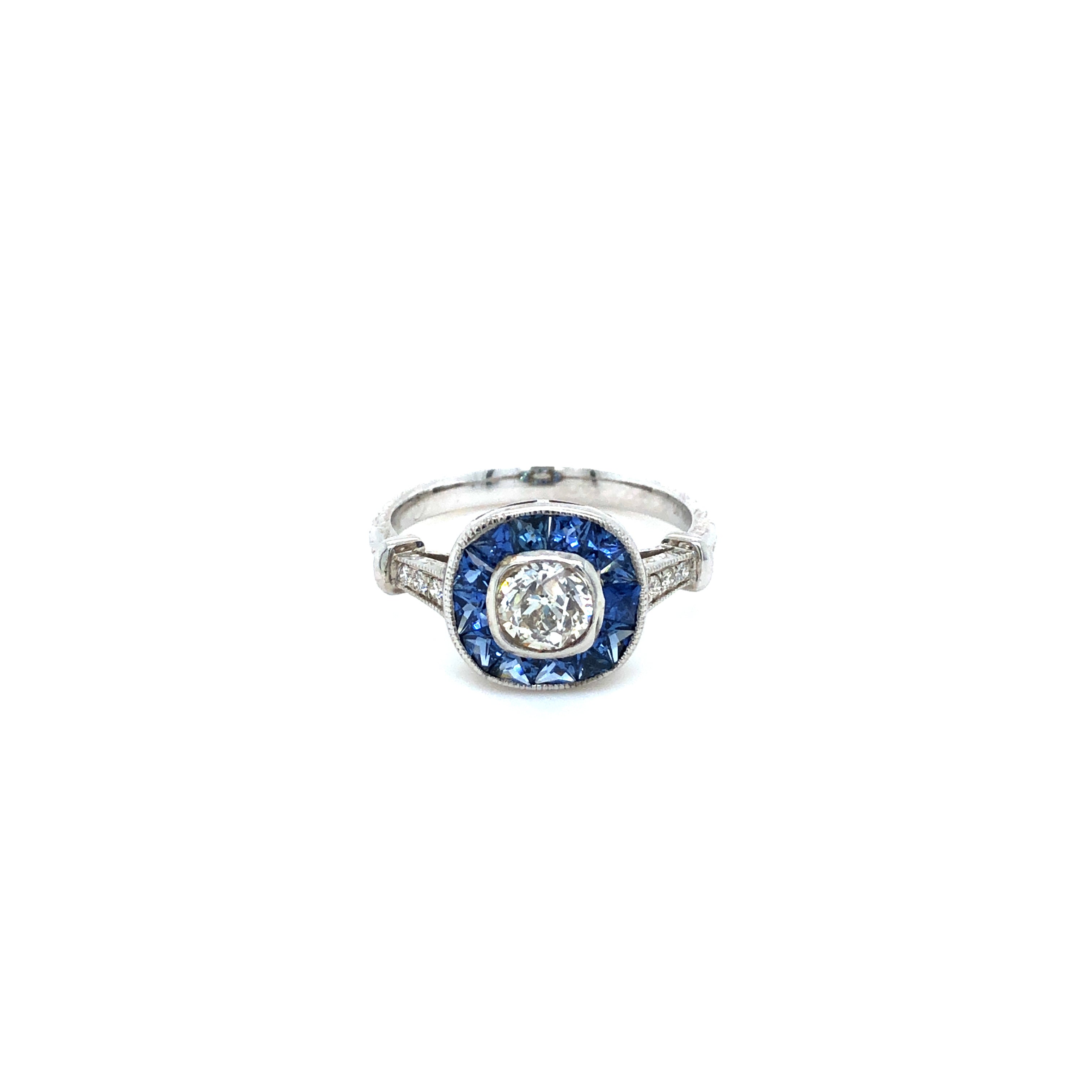 14k White Gold Ring with Diamonds and Sapphires - Barbara Anne's Jewelry 