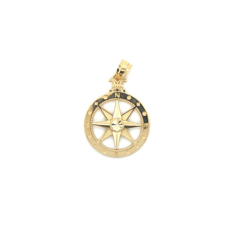 14k Gold Compass Pendant - Barbara Anne's Jewelry 