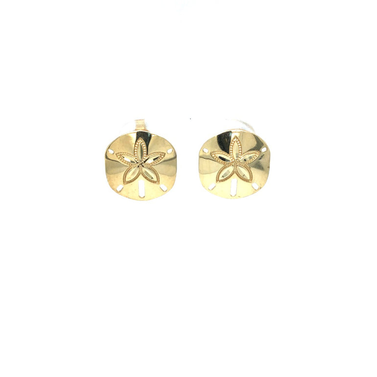 14k Gold Sand Dollar Earrings