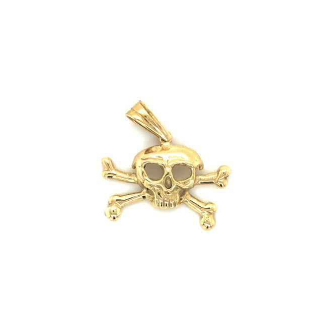 14k Gold Skull and Cross Bones Pendant - Barbara Anne's Jewelry 