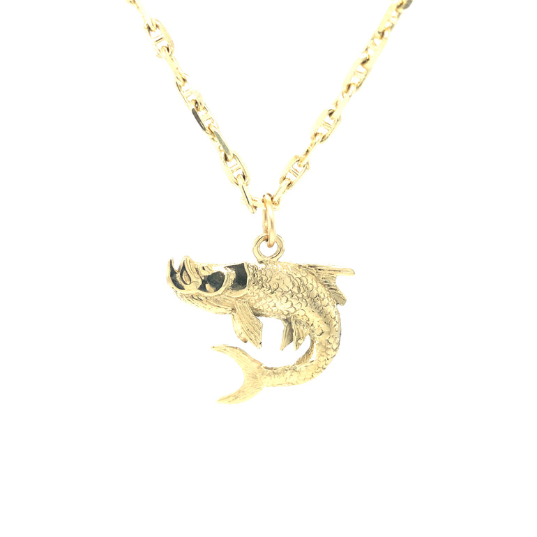 14k Gold Tarpon Pendant - Barbara Anne's Jewelry 