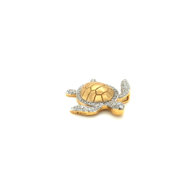 14k Gold with Diamonds Turtle Pendant - Barbara Anne's Jewelry 