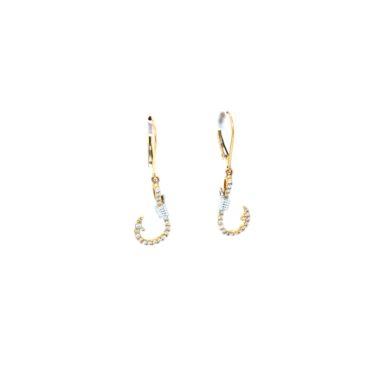 14k Gold with Diamonds Fish Hook Earrings - Barbara Anne's Jewelry 