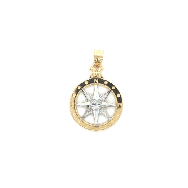 14k Yellow/White Gold Compass Pendant - Barbara Anne's Jewelry 