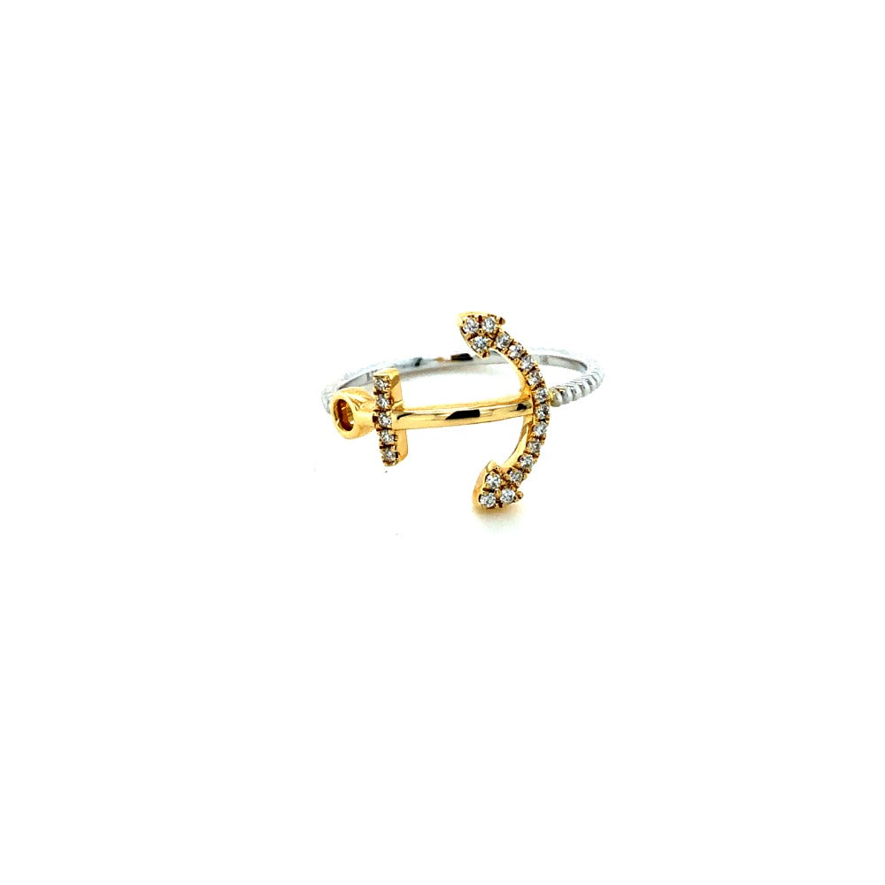 14k Yellow/White Gold Anchor Diamond Ring